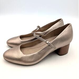 Earth Rumer Mary Jane Block Heel Dress Pumps Women's Bronze Size US8.5M EU40.5